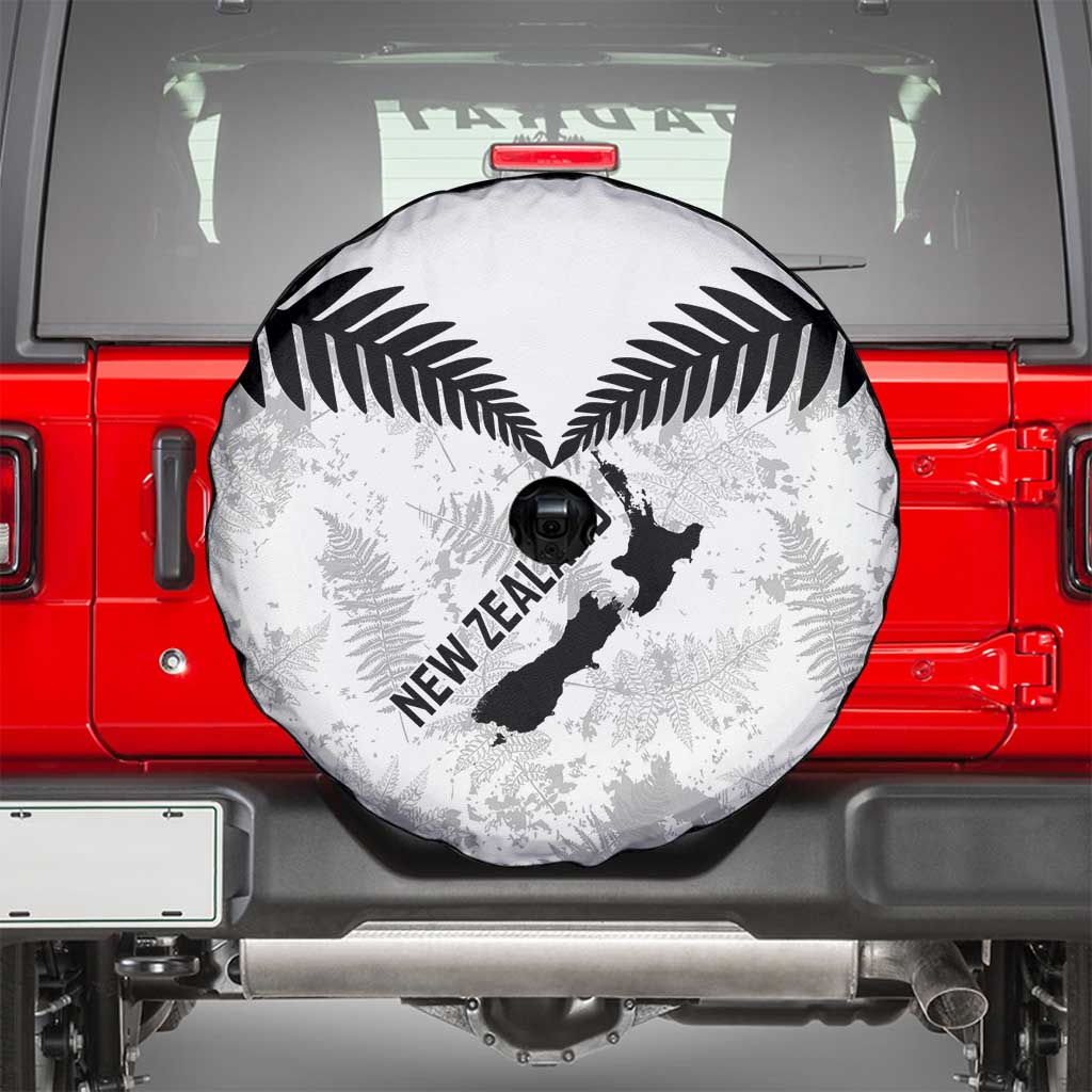 Custom New Zealand Silver Fern Football Spare Tire Cover Go Aotearoa Grunge White - Polynesian Pride