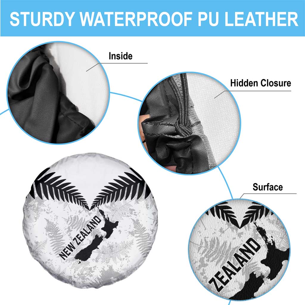 Custom New Zealand Silver Fern Football Spare Tire Cover Go Aotearoa Grunge White - Polynesian Pride