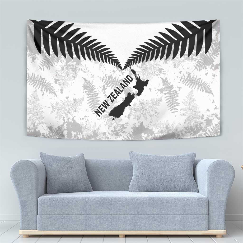 Custom New Zealand Silver Fern Football Tapestry Go Aotearoa Grunge White - Polynesian Pride