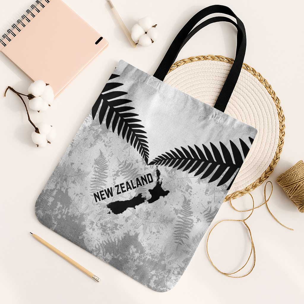 Custom New Zealand Silver Fern Football Tote Bag Go Aotearoa Grunge White - Polynesian Pride