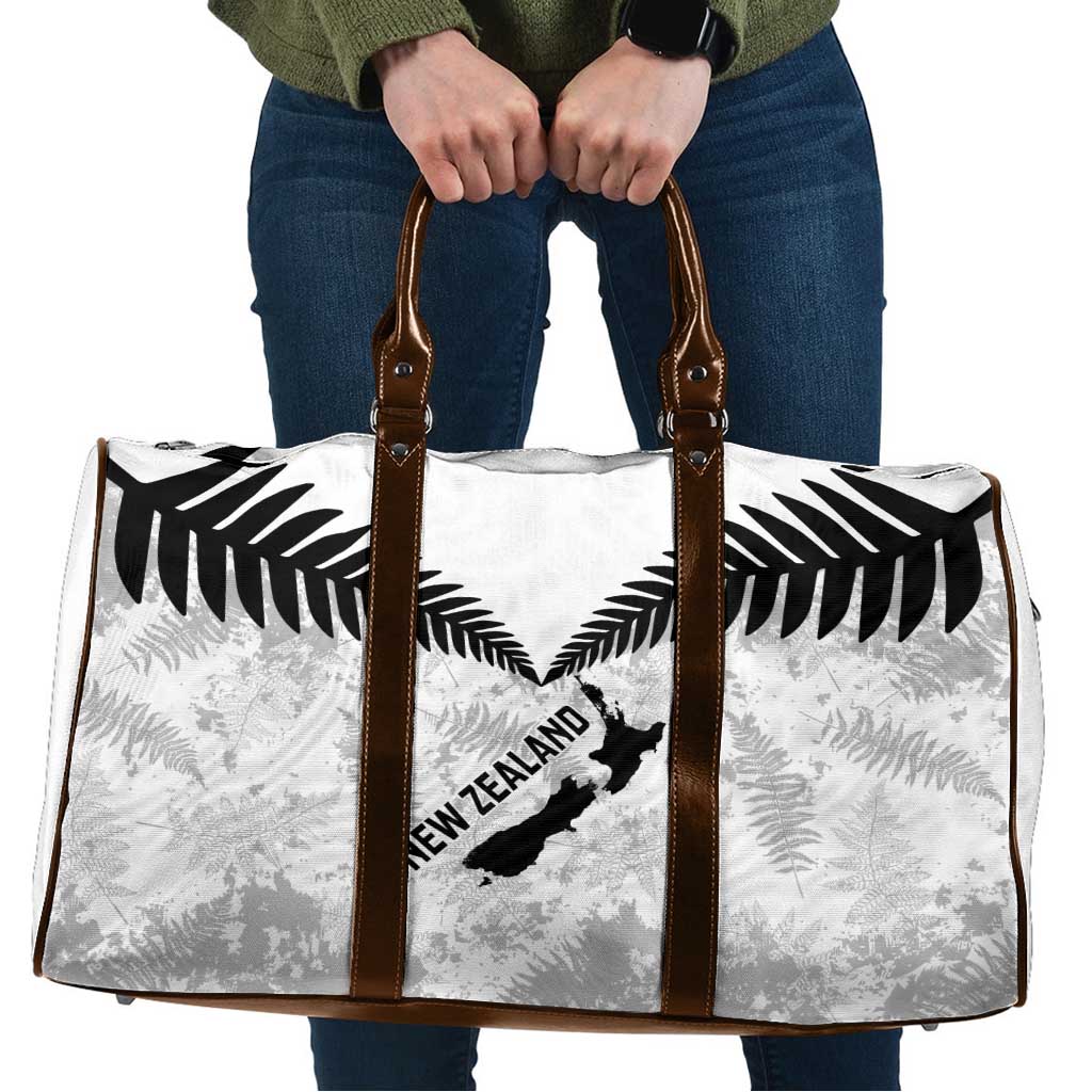 Custom New Zealand Silver Fern Football Travel Bag Go Aotearoa Grunge White - Polynesian Pride