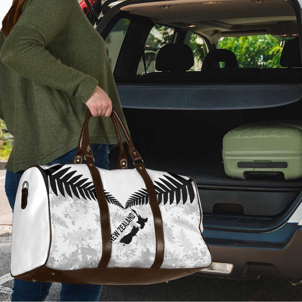 Custom New Zealand Silver Fern Football Travel Bag Go Aotearoa Grunge White - Polynesian Pride