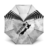 Custom New Zealand Silver Fern Football Umbrella Go Aotearoa Grunge White - Polynesian Pride