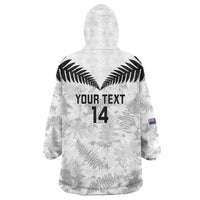 Custom New Zealand Silver Fern Football Wearable Blanket Hoodie Go Aotearoa Grunge White - Polynesian Pride