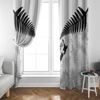Custom New Zealand Silver Fern Football Window Curtain Go Aotearoa Grunge White - Polynesian Pride