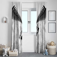 Custom New Zealand Silver Fern Football Window Curtain Go Aotearoa Grunge White - Polynesian Pride