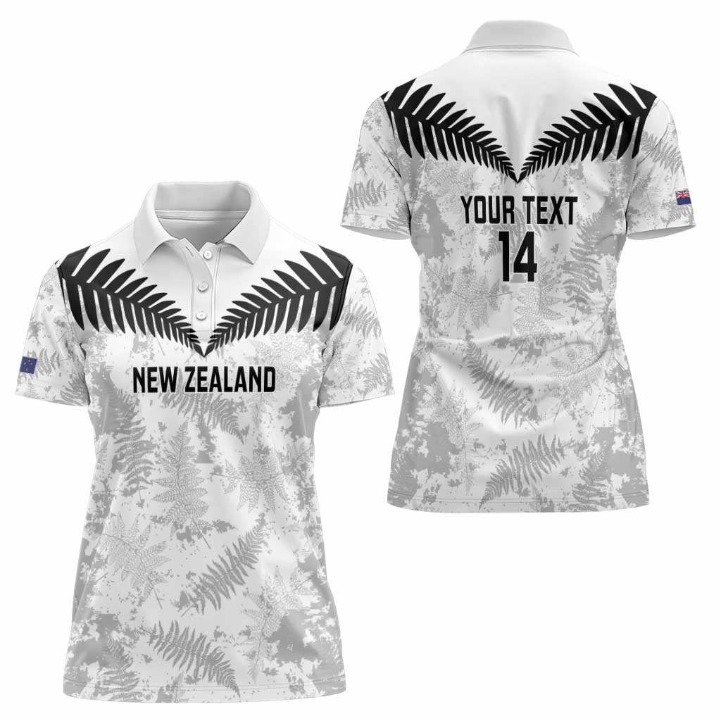 Custom New Zealand Silver Fern Football Women Polo Shirt Go Aotearoa Grunge White - Polynesian Pride