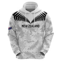 Custom New Zealand Silver Fern Football Zip Hoodie Go Aotearoa Grunge White - Polynesian Pride