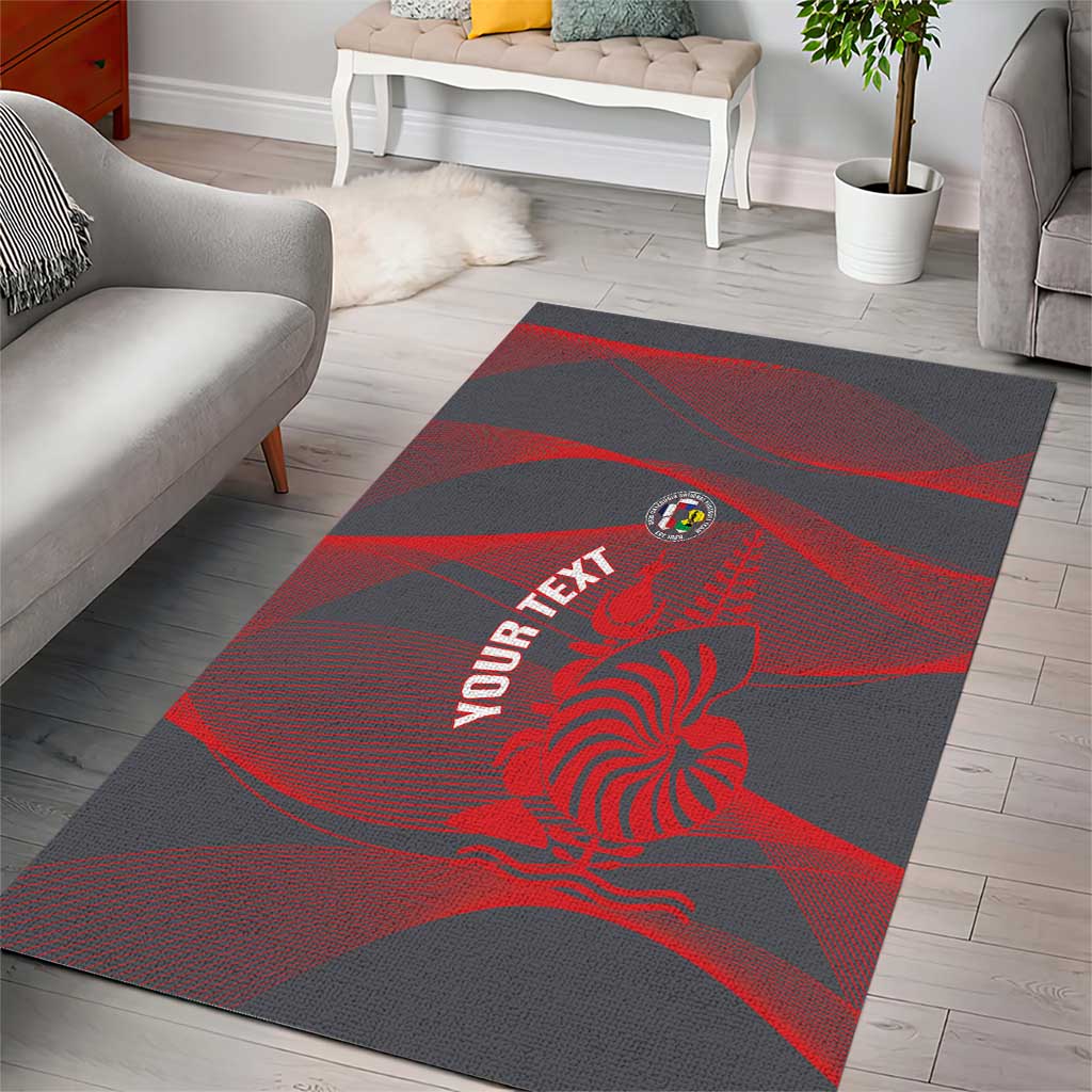 Custom New Caledonia Football Area Rug Allez Les Cagous Grey Version - Polynesian Pride