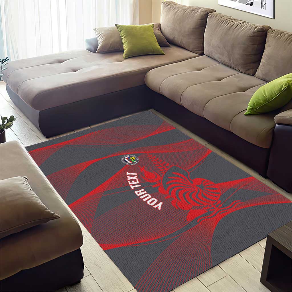 Custom New Caledonia Football Area Rug Allez Les Cagous Grey Version - Polynesian Pride