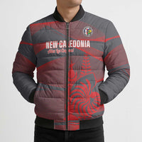 Custom New Caledonia Football Bomber Puffer Jacket Allez Les Cagous Grey Version - Polynesian Pride