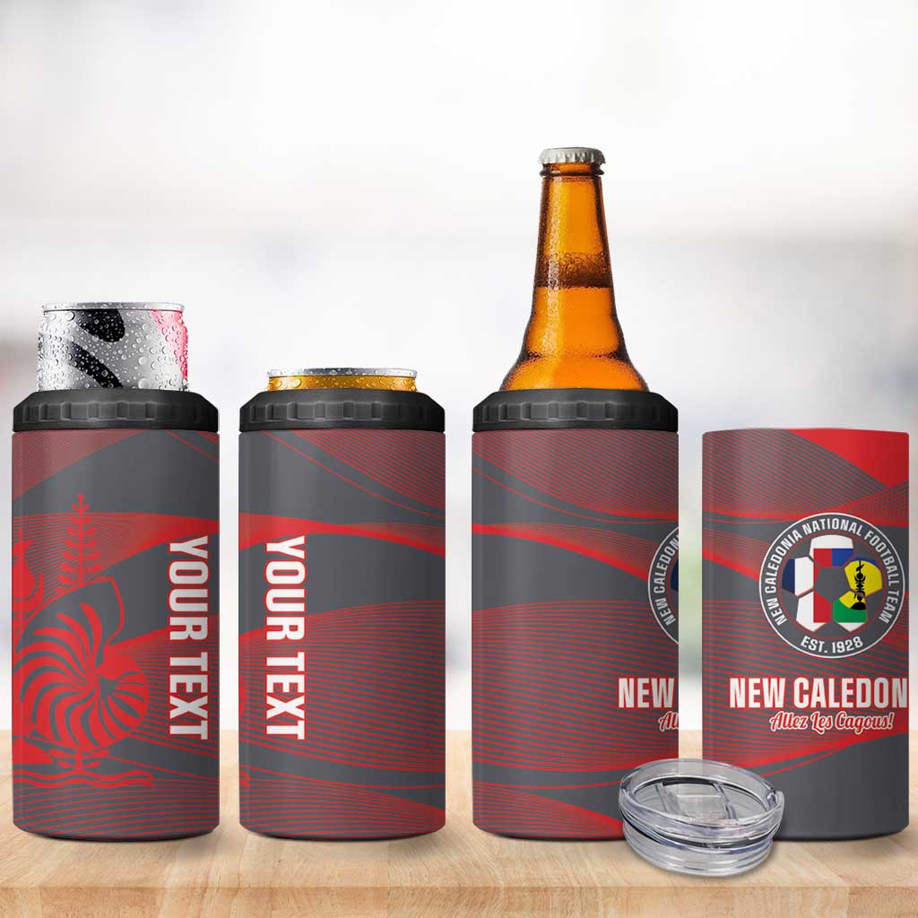 Custom New Caledonia Football 4 in 1 Can Cooler Tumbler Allez Les Cagous Grey Version - Polynesian Pride