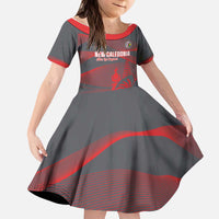 Custom New Caledonia Football Kid Short Sleeve Dress Allez Les Cagous Grey Version - Polynesian Pride