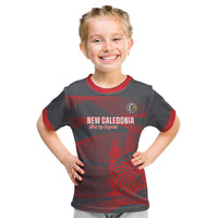 Custom New Caledonia Football Kid T Shirt Allez Les Cagous Grey Version - Polynesian Pride