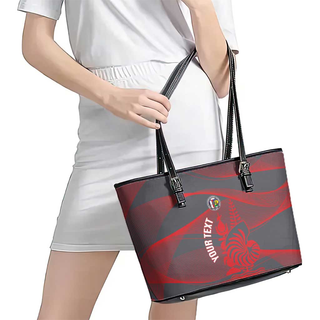 Custom New Caledonia Football Leather Tote Bag Allez Les Cagous Grey Version - Polynesian Pride