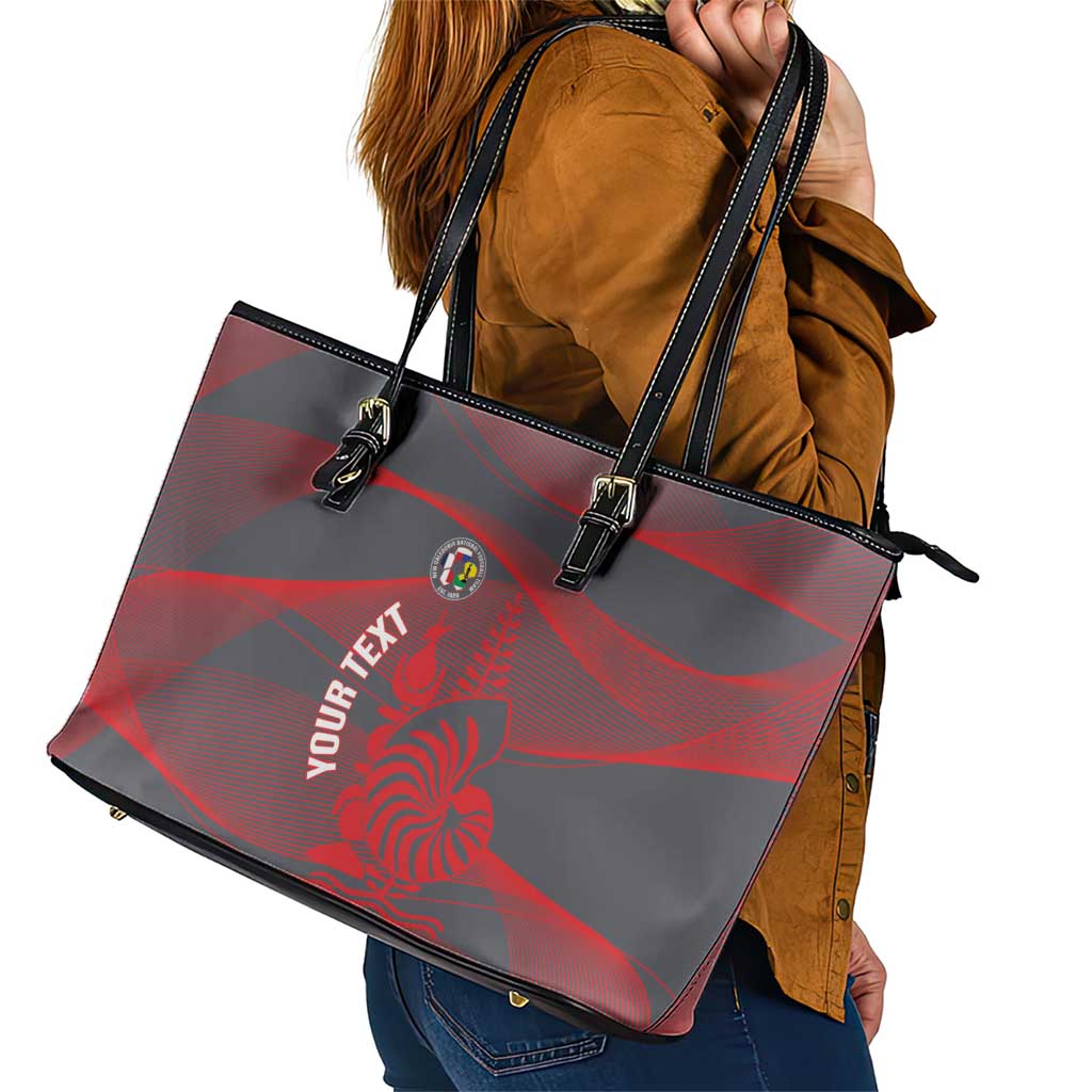 Custom New Caledonia Football Leather Tote Bag Allez Les Cagous Grey Version - Polynesian Pride
