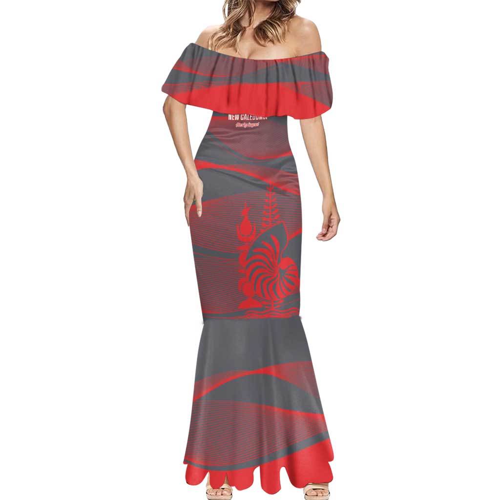 Custom New Caledonia Football Mermaid Dress Allez Les Cagous Grey Version - Polynesian Pride