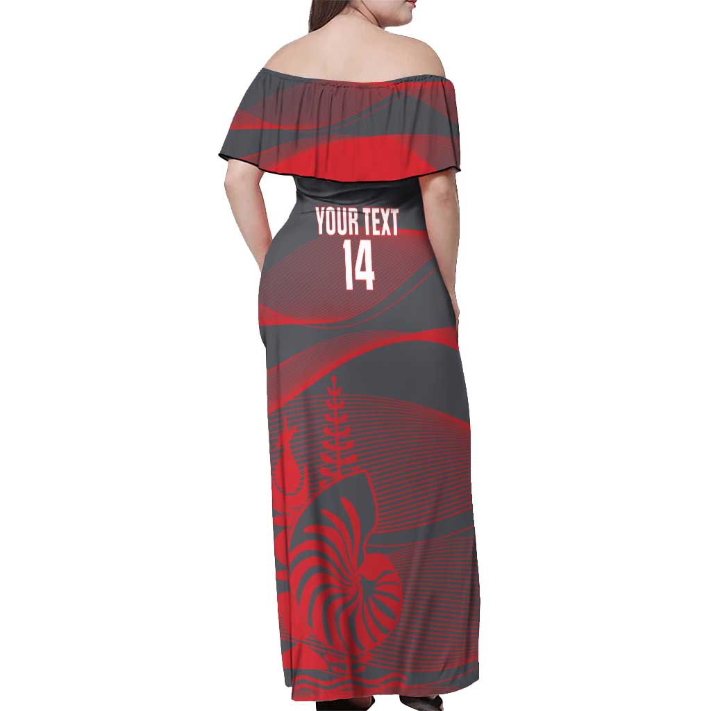 Custom New Caledonia Football Off Shoulder Maxi Dress Allez Les Cagous Grey Version - Polynesian Pride