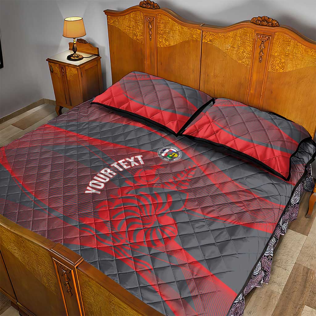 Custom New Caledonia Football Quilt Bed Set Allez Les Cagous Grey Version - Polynesian Pride