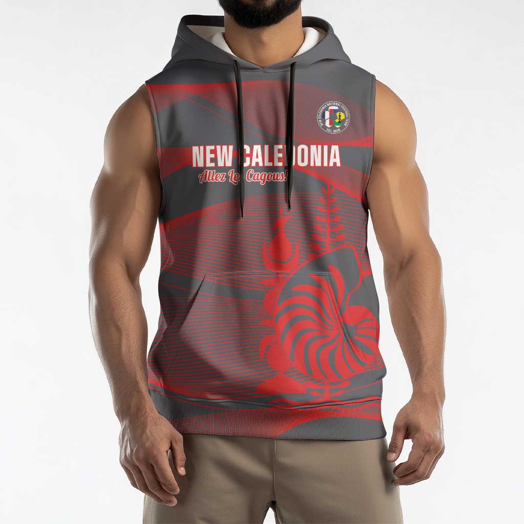 Custom New Caledonia Football Sleeveless Hoodie Allez Les Cagous Grey Version - Polynesian Pride