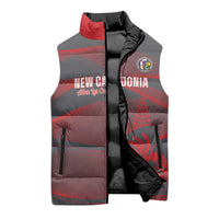 Custom New Caledonia Football Sleeveless Puffer Jacket Allez Les Cagous Grey Version - Polynesian Pride