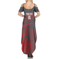 Custom New Caledonia Football Summer Maxi Dress Allez Les Cagous Grey Version - Polynesian Pride