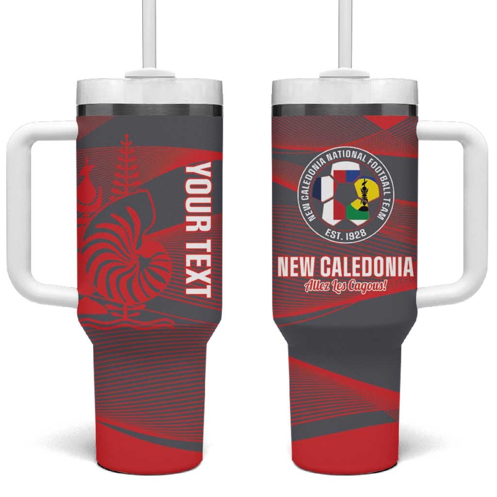 Custom New Caledonia Football Tumbler With Handle Allez Les Cagous Grey Version - Polynesian Pride