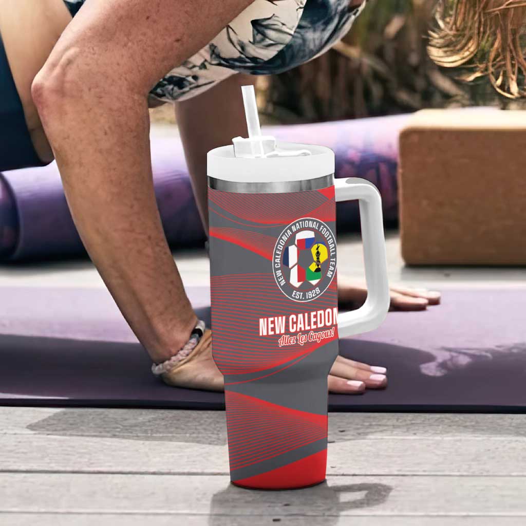 Custom New Caledonia Football Tumbler With Handle Allez Les Cagous Grey Version - Polynesian Pride