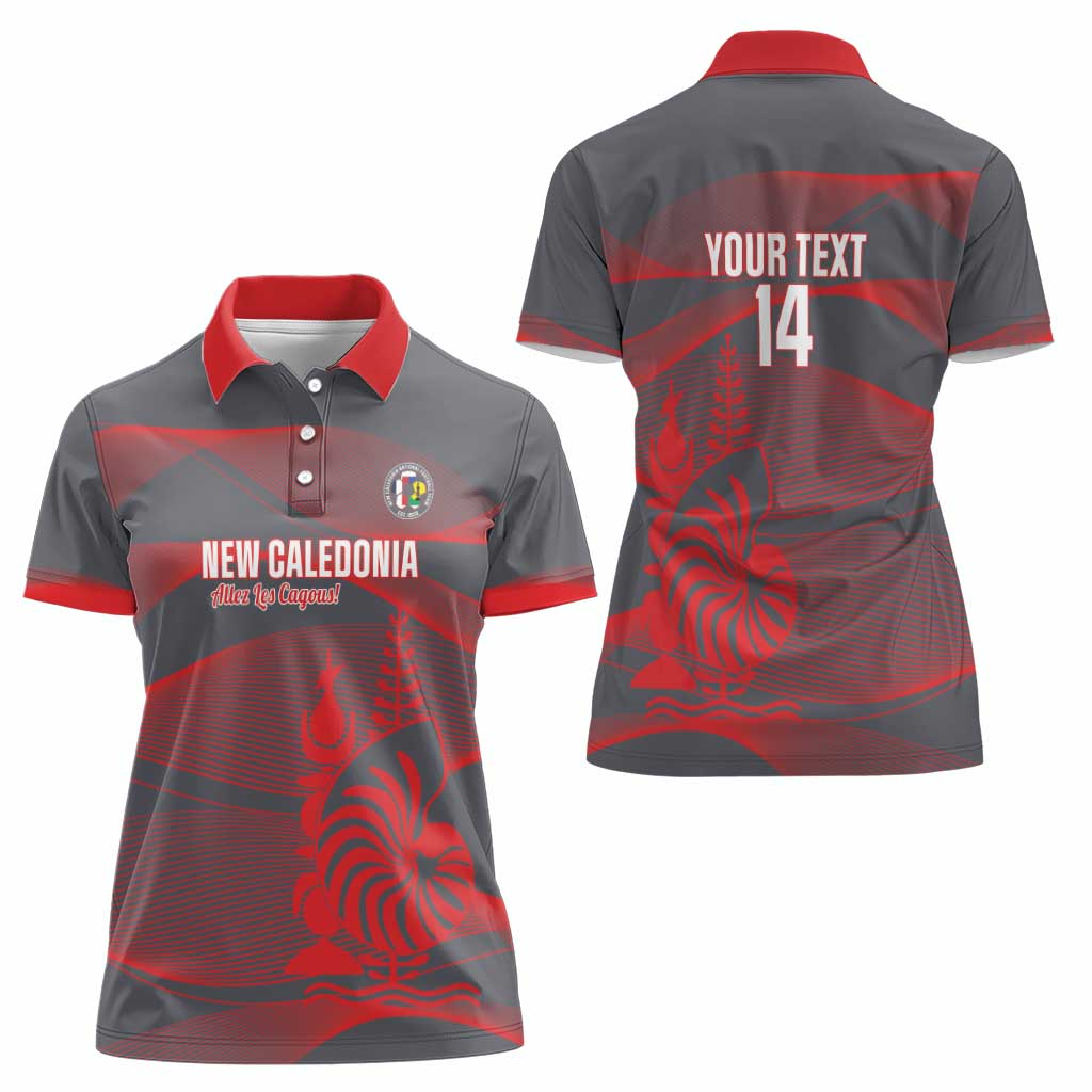 Custom New Caledonia Football Women Polo Shirt Allez Les Cagous Grey Version - Polynesian Pride