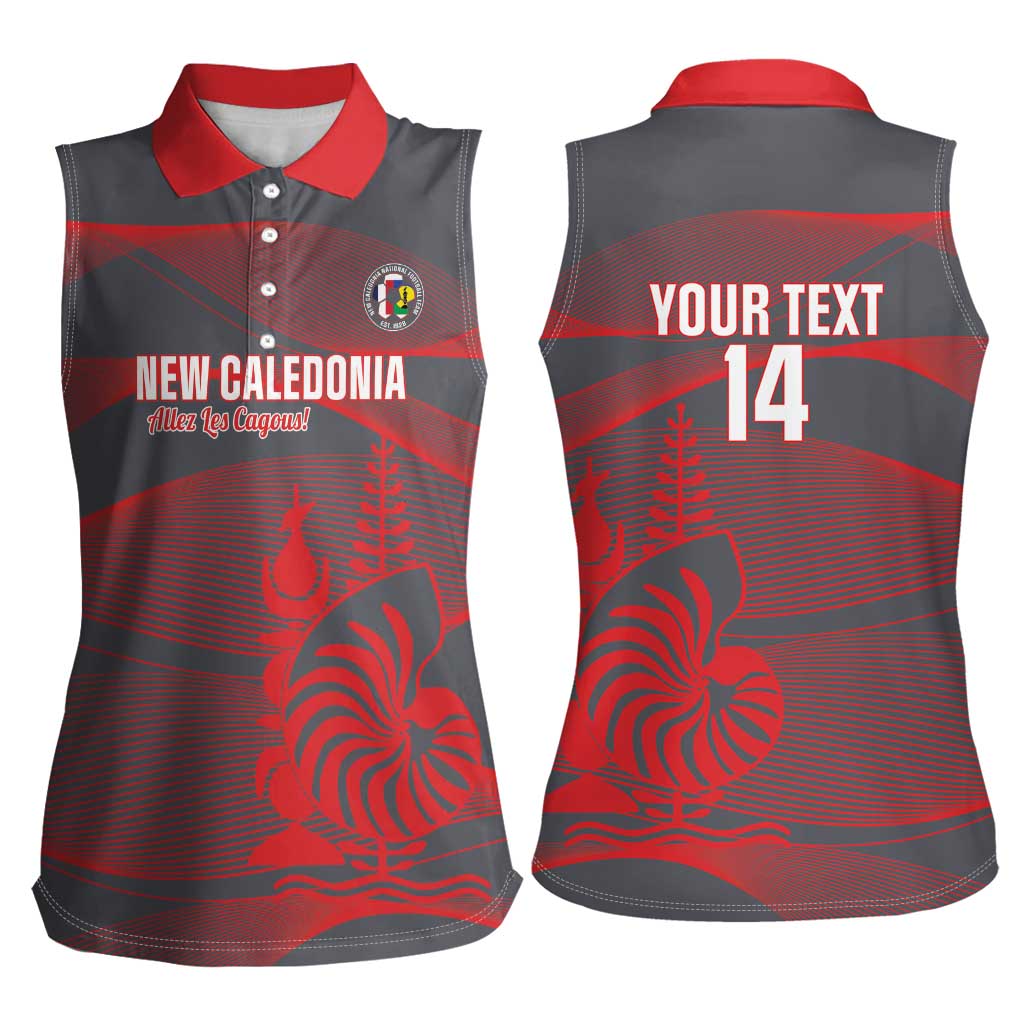 Custom New Caledonia Football Women Sleeveless Polo Shirt Allez Les Cagous Grey Version - Polynesian Pride