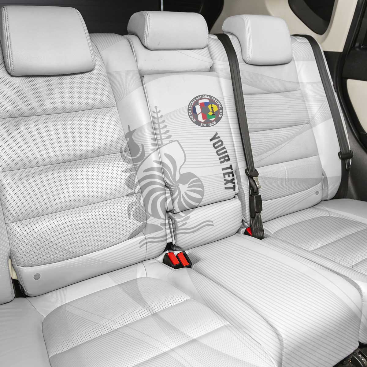 Custom New Caledonia Football Back Car Seat Cover Allez Les Cagous White Version - Polynesian Pride