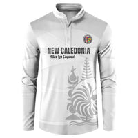 Custom New Caledonia Football Button Sweatshirt Allez Les Cagous White Version - Polynesian Pride