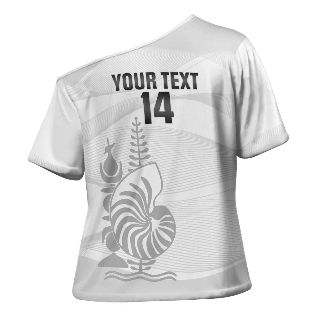 Custom New Caledonia Football Cross Shoulder Shirt Allez Les Cagous White Version LT14 - Polynesian Pride