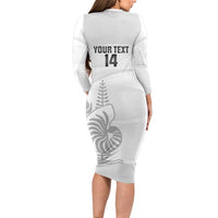 Custom New Caledonia Football Family Matching Long Sleeve Bodycon Dress and Hawaiian Shirt Allez Les Cagous White Version - Polynesian Pride
