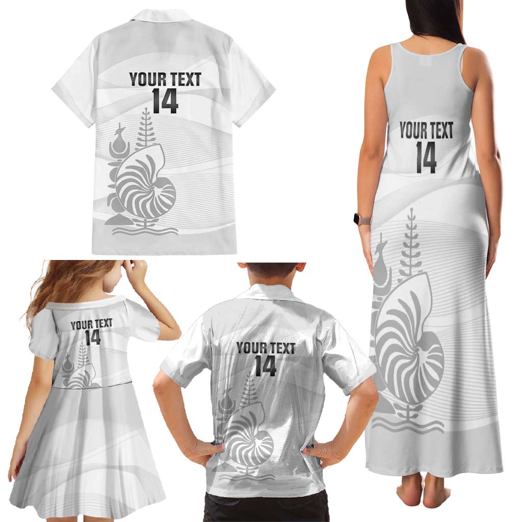 Custom New Caledonia Football Family Matching Tank Maxi Dress and Hawaiian Shirt Allez Les Cagous White Version - Polynesian Pride