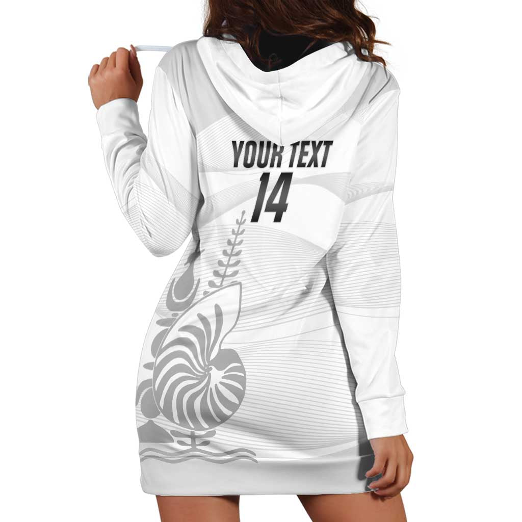 Custom New Caledonia Football Hoodie Dress Allez Les Cagous White Version - Polynesian Pride