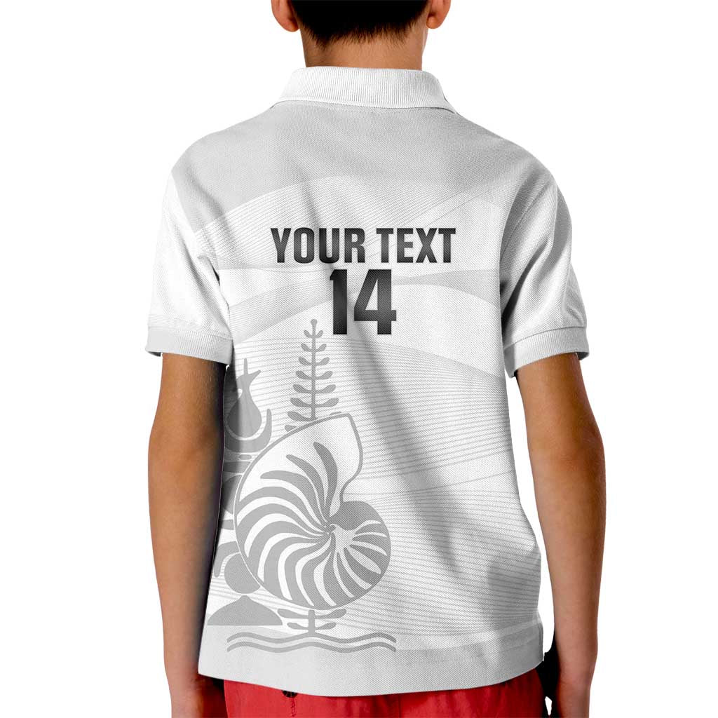 Custom New Caledonia Football Kid Polo Shirt Allez Les Cagous White Version - Polynesian Pride
