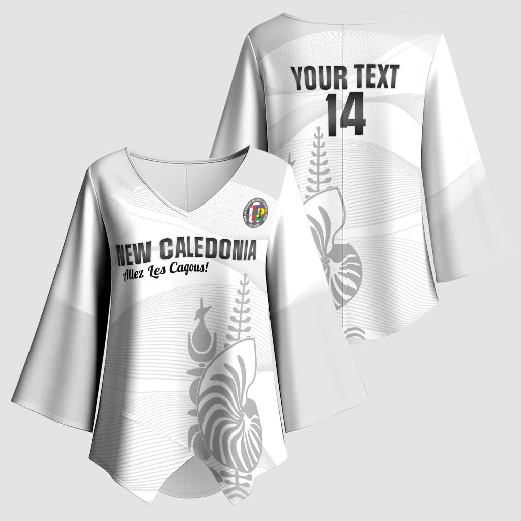 Custom New Caledonia Football Kimono Sleeve Blouse Allez Les Cagous White Version - Polynesian Pride