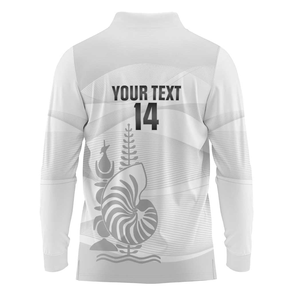 Custom New Caledonia Football Long Sleeve Polo Shirt Allez Les Cagous White Version - Polynesian Pride