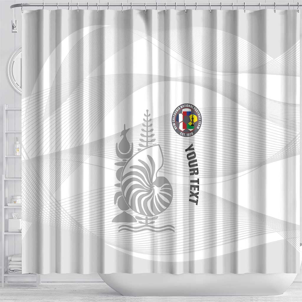 Custom New Caledonia Football Shower Curtain Allez Les Cagous White Version - Polynesian Pride