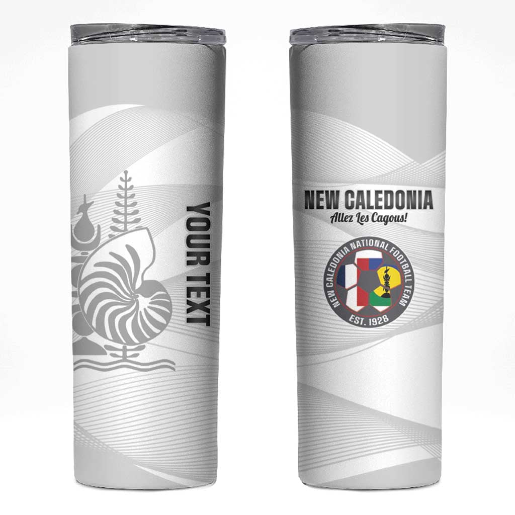 Custom New Caledonia Football Skinny Tumbler Allez Les Cagous White Version - Polynesian Pride