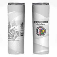 Custom New Caledonia Football Skinny Tumbler Allez Les Cagous White Version - Polynesian Pride
