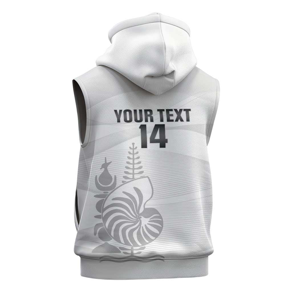 Custom New Caledonia Football Sleeveless Hoodie Allez Les Cagous White Version LT14 - Polynesian Pride