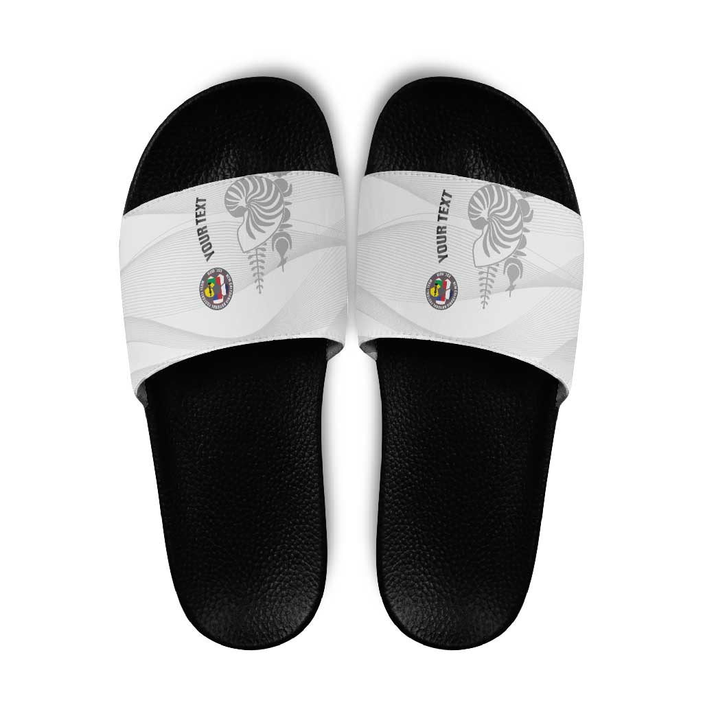 Custom New Caledonia Football Slide Sandals Allez Les Cagous White Version LT14 White - Polynesian Pride