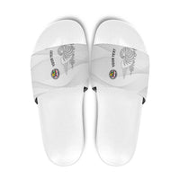 Custom New Caledonia Football Slide Sandals Allez Les Cagous White Version LT14 White - Polynesian Pride