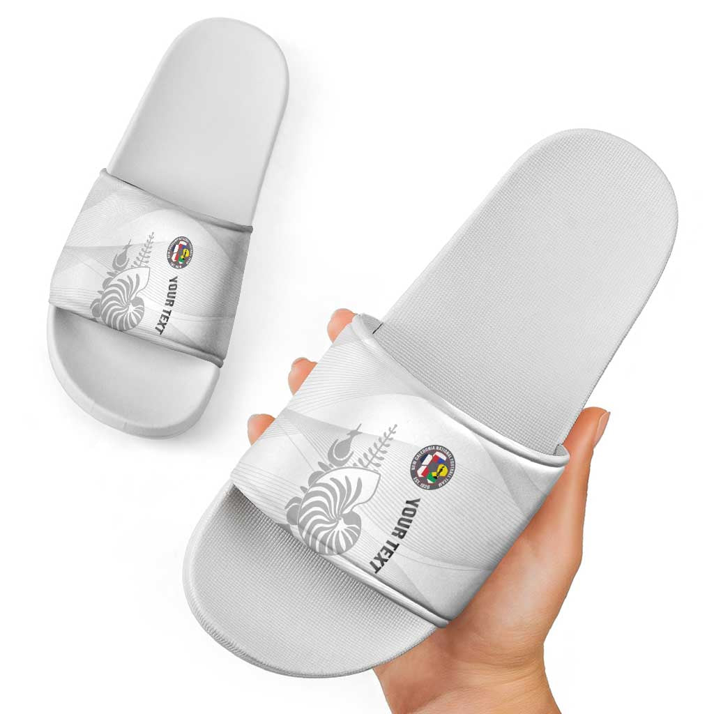 Custom New Caledonia Football Slide Sandals Allez Les Cagous White Version LT14 - Polynesian Pride