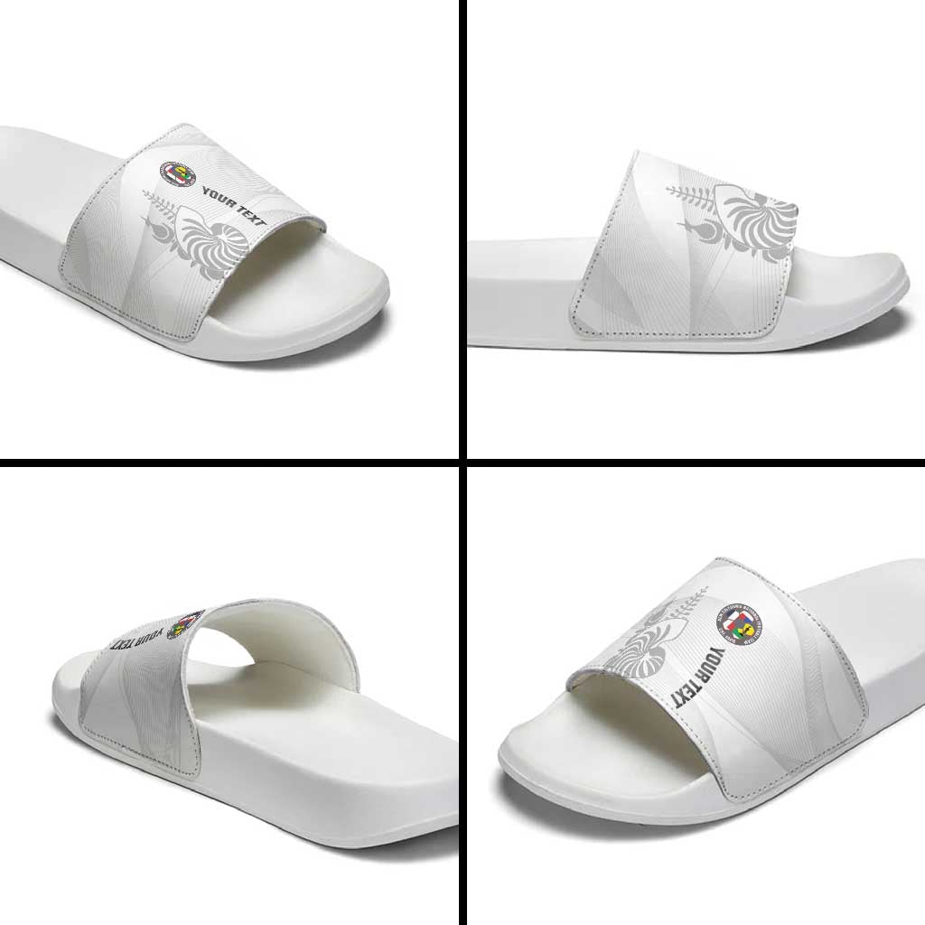 Custom New Caledonia Football Slide Sandals Allez Les Cagous White Version LT14 - Polynesian Pride