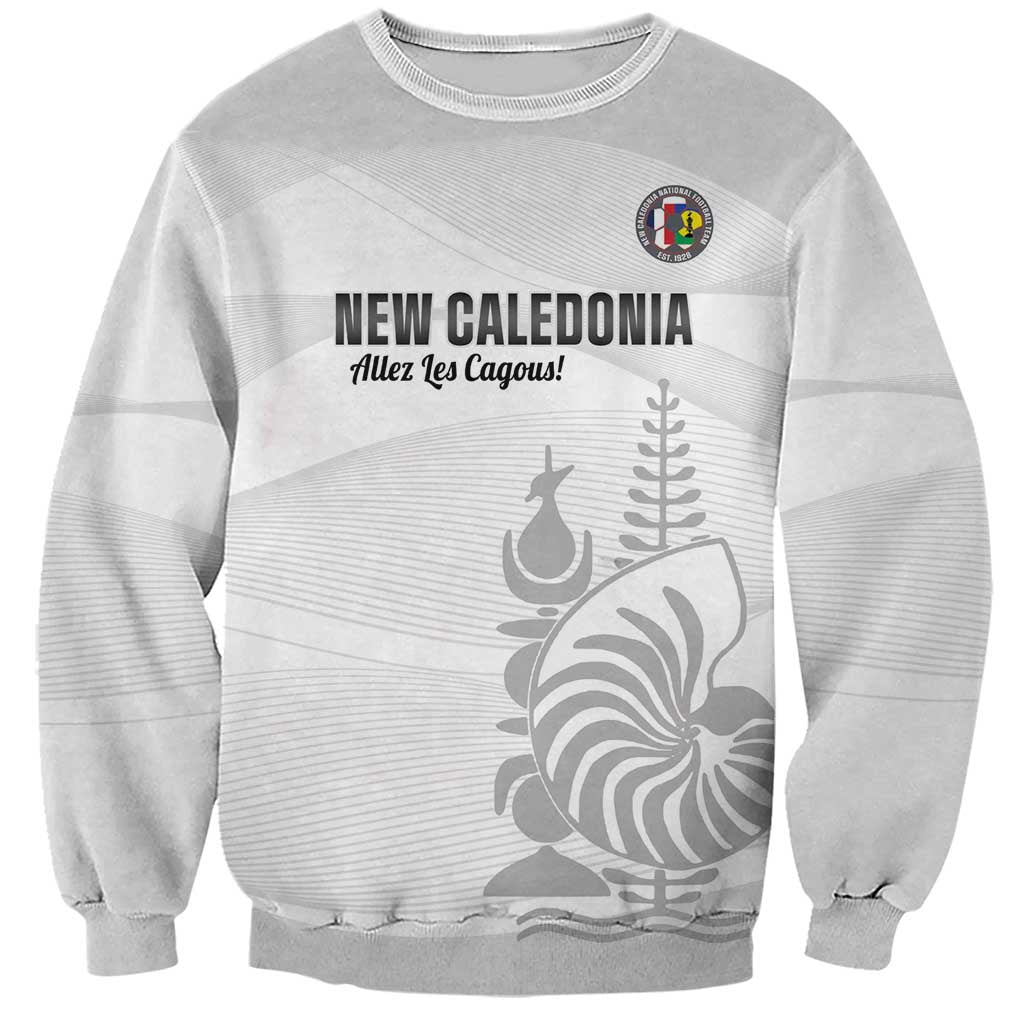 Custom New Caledonia Football Sweatshirt Allez Les Cagous White Version - Polynesian Pride