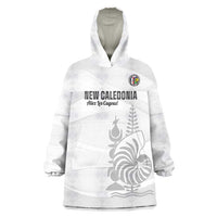 Custom New Caledonia Football Wearable Blanket Hoodie Allez Les Cagous White Version - Polynesian Pride