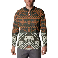 Bula Fiji Tapa Button Sweatshirt Fijian Masi Vintage Vibes - Polynesian Pride